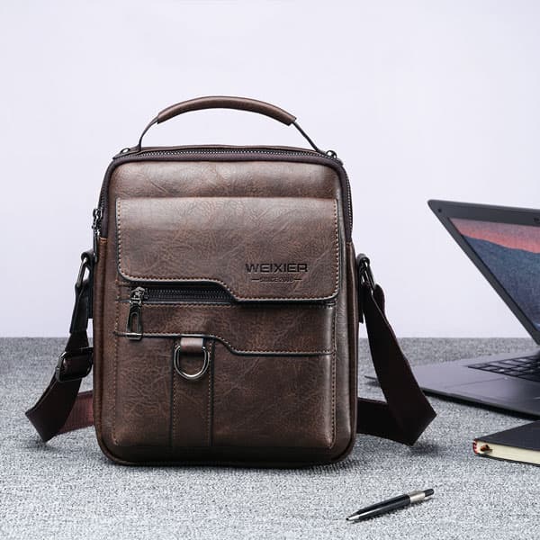 فروش-کیف-دوشی-چرم-قهوه-ای-تیره