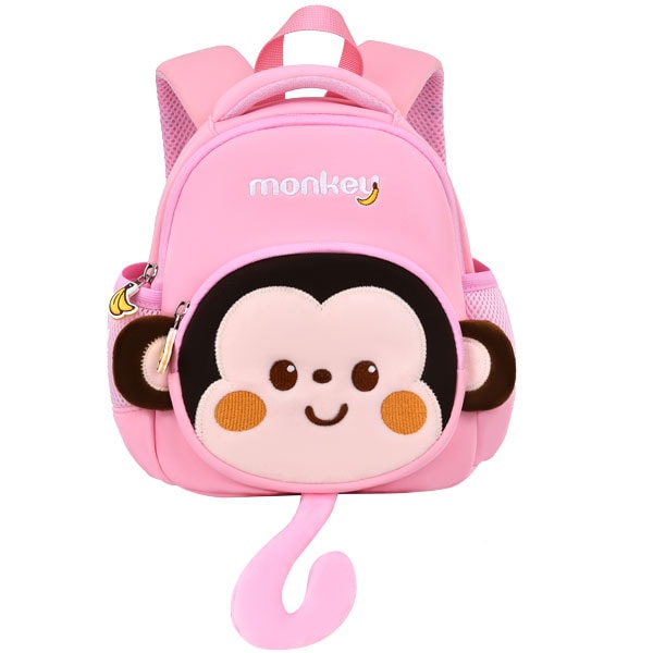 کیف-دخترانه-صورتی-میمون-کوله-پشتی-بچه-گانه
