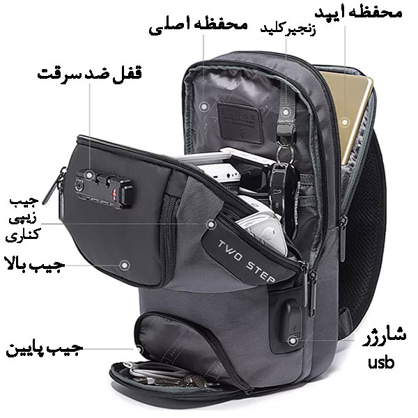 کیف-کراس-بادی-با-قفل-امنیتی-و-پورت-usb-مدل-BG-7082
