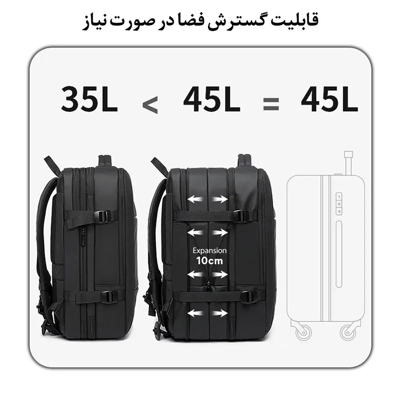 قابلیت افزایش حجم کیف مسافرتی BG-1908D