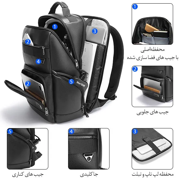 کوله پشتی چرم اصل جادار باکیفیت BANGE 6627
