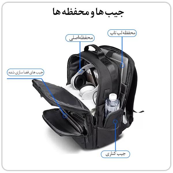 کیف مدرسه و دانشگاه USB دار مناسب لپ تاپ و آیپد BG-2601